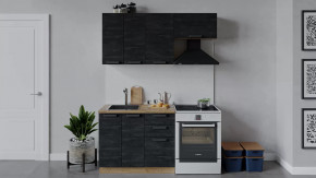 Кухонный гарнитур «Детройт» длиной 160 см Дуб крафт золотой/Угольный Камень в Тюмени - mebel-tymen.ru | фото