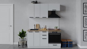 Кухонный гарнитур «Детройт» длиной 160 см со шкафом НБ Белый/Белый глянец в Тюмени - mebel-tymen.ru | фото