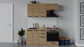 Кухонный гарнитур «Детройт» длиной 160 см со шкафом НБ Дуб крафт золотой/Дуб Крафт золотой в Тюмени - mebel-tymen.ru | фото