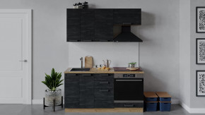 Кухонный гарнитур «Детройт» длиной 160 см со шкафом НБ Дуб крафт золотой/Угольный Камень в Тюмени - mebel-tymen.ru | фото