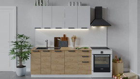 Кухонный гарнитур «Детройт» длиной 180 см Белый/Белый глянец/Дуб крафт золотой в Тюмени - mebel-tymen.ru | фото