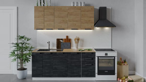 Кухонный гарнитур «Детройт» длиной 180 см Белый/Дуб Крафт золотой/Угольный камень в Тюмени - mebel-tymen.ru | фото