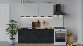 Кухонный гарнитур «Детройт» длиной 180 см Дуб крафт золотой/Белый глянец/Угольный камень в Тюмени - mebel-tymen.ru | фото