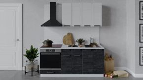 Кухонный гарнитур «Детройт» длиной 180 см со шкафом НБ Белый/Белый глянец/Угольный камень в Тюмени - mebel-tymen.ru | фото