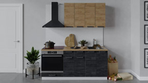 Кухонный гарнитур «Детройт» длиной 180 см со шкафом НБ Белый/Дуб Крафт золотой/Угольный камень в Тюмени - mebel-tymen.ru | фото