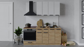 Кухонный гарнитур «Детройт» длиной 180 см со шкафом НБ Дуб крафт золотой/Белый глянец/Дуб крафт золотой в Тюмени - mebel-tymen.ru | фото