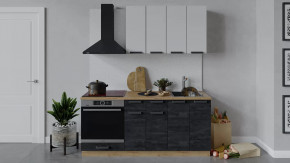 Кухонный гарнитур «Детройт» длиной 180 см со шкафом НБ Дуб крафт золотой/Белый глянец/Угольный камень в Тюмени - mebel-tymen.ru | фото