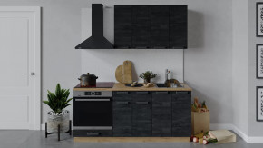 Кухонный гарнитур «Детройт» длиной 180 см со шкафом НБ Дуб крафт золотой/Угольный Камень в Тюмени - mebel-tymen.ru | фото