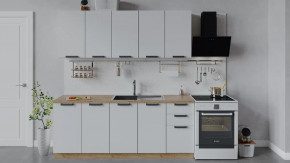 Кухонный гарнитур «Детройт» длиной 200 см Дуб крафт золотой/Белый глянец в Тюмени - mebel-tymen.ru | фото