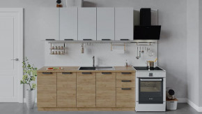 Кухонный гарнитур «Детройт» длиной 200 см Дуб крафт золотой/Белый глянец/Дуб крафт золотой в Тюмени - mebel-tymen.ru | фото