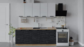 Кухонный гарнитур «Детройт» длиной 200 см Дуб крафт золотой/Белый глянец/Угольный камень в Тюмени - mebel-tymen.ru | фото