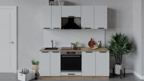 Кухонный гарнитур «Детройт» длиной 200 см со шкафом НБ Дуб крафт золотой/Белый глянец в Тюмени - mebel-tymen.ru | фото