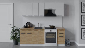 Кухонный гарнитур «Детройт» длиной 220 см Белый/Белый глянец/Дуб крафт золотой в Тюмени - mebel-tymen.ru | фото