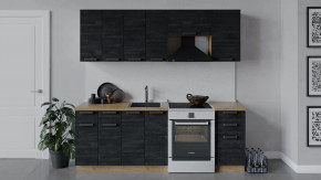 Кухонный гарнитур «Детройт» длиной 220 см Дуб крафт золотой/Угольный Камень в Тюмени - mebel-tymen.ru | фото