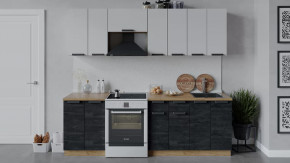 Кухонный гарнитур «Детройт» длиной 240 см Дуб крафт золотой/Белый глянец/Угольный камень в Тюмени - mebel-tymen.ru | фото