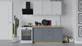 Кухонный гарнитур «Габриэлла» длиной 150 см Дуб крафт золотой/Сноу/Титан в Тюмени - mebel-tymen.ru | фото