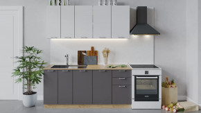 Кухонный гарнитур «Габриэлла» длиной 180 см Дуб крафт золотой/Сноу/Муссон в Тюмени - mebel-tymen.ru | фото