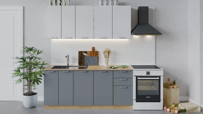 Кухонный гарнитур «Габриэлла» длиной 180 см Дуб крафт золотой/Сноу/Титан в Тюмени - mebel-tymen.ru | фото