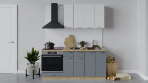 Кухонный гарнитур «Габриэлла» длиной 180 см со шкафом НБ Дуб крафт золотой/Сноу/Титан в Тюмени - mebel-tymen.ru | фото