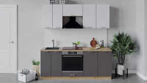 Кухонный гарнитур «Габриэлла» длиной 200 см со шкафом НБ Дуб крафт золотой/Сноу/Муссон в Тюмени - mebel-tymen.ru | фото