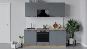 Кухонный гарнитур «Габриэлла» длиной 200 см со шкафом НБ Дуб крафт золотой/Титан в Тюмени - mebel-tymen.ru | фото