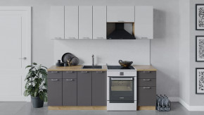 Кухонный гарнитур «Габриэлла» длиной 220 см Дуб крафт золотой/Сноу/Муссон в Тюмени - mebel-tymen.ru | фото