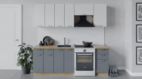 Кухонный гарнитур «Габриэлла» длиной 220 см Дуб крафт золотой/Сноу/Титан в Тюмени - mebel-tymen.ru | фото