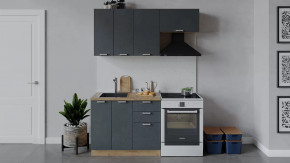 Кухонный гарнитур «Гранита» длиной 160 см Дуб крафт золотой/Бетон графит в Тюмени - mebel-tymen.ru | фото