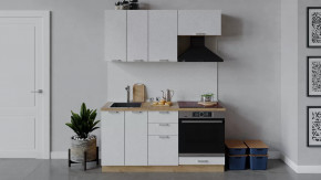 Кухонный гарнитур «Гранита» длиной 160 см со шкафом НБ Дуб крафт золотой/Бетон снежный в Тюмени - mebel-tymen.ru | фото