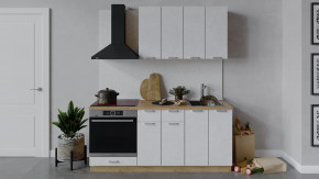 Кухонный гарнитур «Гранита» длиной 180 см со шкафом НБ Дуб крафт золотой/Бетон снежный в Тюмени - mebel-tymen.ru | фото