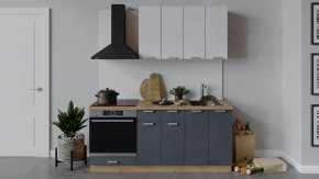 Кухонный гарнитур «Гранита» длиной 180 см со шкафом НБ Дуб крафт золотой/Бетон снежный/Бетон графит в Тюмени - mebel-tymen.ru | фото