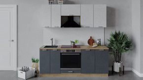 Кухонный гарнитур «Гранита» длиной 200 см со шкафом НБ Дуб крафт золотой/Бетон снежный/Бетон графит в Тюмени - mebel-tymen.ru | фото