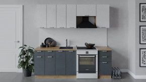 Кухонный гарнитур «Гранита» длиной 220 см Дуб крафт золотой/Бетон снежный/Бетон графит в Тюмени - mebel-tymen.ru | фото