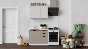 Кухонный гарнитур «Гренада» стандартный (с фрезеровкой) Белый, Холст латте, Холст мокко в Тюмени - mebel-tymen.ru | фото