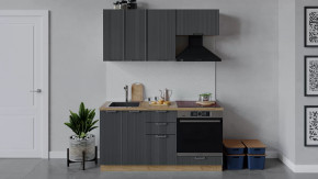 Кухонный гарнитур «Кимберли» длиной 160 см со шкафом НБ Дуб Крафт золотой, Титан в Тюмени - mebel-tymen.ru | фото