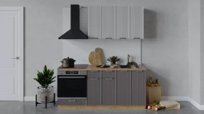 Кухонный гарнитур «Кимберли» длиной 180 см со шкафом НБ Дуб Крафт золотой, Сноу, Муссон в Тюмени - mebel-tymen.ru | фото