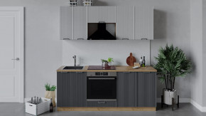 Кухонный гарнитур «Кимберли» длиной 200 см со шкафом НБ Дуб Крафт золотой, Сноу, Титан в Тюмени - mebel-tymen.ru | фото