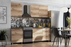 Кухонный гарнитур Лаванда 1700 со столешницей Серия 2 Белый/Дуб Делано/Черный матовый в Тюмени - mebel-tymen.ru | фото