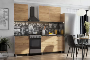 Кухонный гарнитур Лаванда 1700 со столешницей Серия 2 Белый/Дуб золотой/Чёрный матовый в Тюмени - mebel-tymen.ru | фото