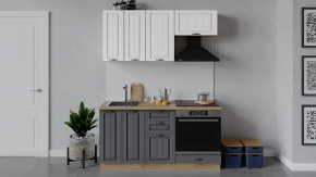 Кухонный гарнитур «Лина» длиной 160 см со шкафом НБ Дуб крафт золотой/Графит в Тюмени - mebel-tymen.ru | фото