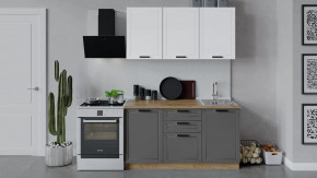 Кухонный гарнитур «Лорас» длиной 150 см Дуб крафт золотой/Холст белый/Холст вулкан в Тюмени - mebel-tymen.ru | фото