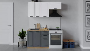 Кухонный гарнитур «Лорас» длиной 160 см Дуб крафт золотой/Холст белый/Холст вулкан в Тюмени - mebel-tymen.ru | фото