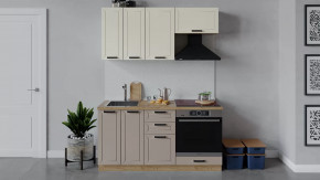 Кухонный гарнитур «Лорас» длиной 160 см со шкафом НБ Дуб крафт золотой/Холст брюле/Холст латте в Тюмени - mebel-tymen.ru | фото