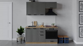 Кухонный гарнитур «Лорас» длиной 160 см со шкафом НБ Дуб крафт золотой/Холст вулкан в Тюмени - mebel-tymen.ru | фото