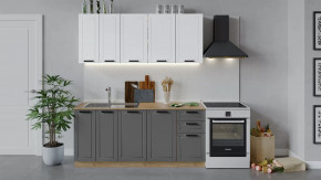 Кухонный гарнитур «Лорас» длиной 180 см Дуб крафт золотой/Холст белый/Холст вулкан в Тюмени - mebel-tymen.ru | фото