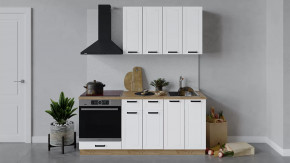 Кухонный гарнитур «Лорас» длиной 180 см со шкафом НБ Дуб крафт золотой/Холст белый в Тюмени - mebel-tymen.ru | фото