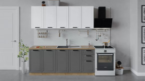 Кухонный гарнитур «Лорас» длиной 200 см Дуб крафт золотой/Холст белый/Холст вулкан в Тюмени - mebel-tymen.ru | фото