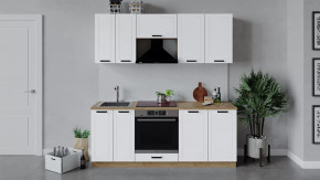 Кухонный гарнитур «Лорас» длиной 200 см со шкафом НБ Дуб крафт золотой/Холст белый в Тюмени - mebel-tymen.ru | фото