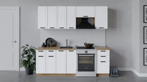 Кухонный гарнитур «Лорас» длиной 220 см Дуб крафт золотой/Холст белый в Тюмени - mebel-tymen.ru | фото