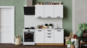 Кухонный гарнитур «Тиана» длиной 150 см Дуб Крафт золотой, Белый супермат в Тюмени - mebel-tymen.ru | фото